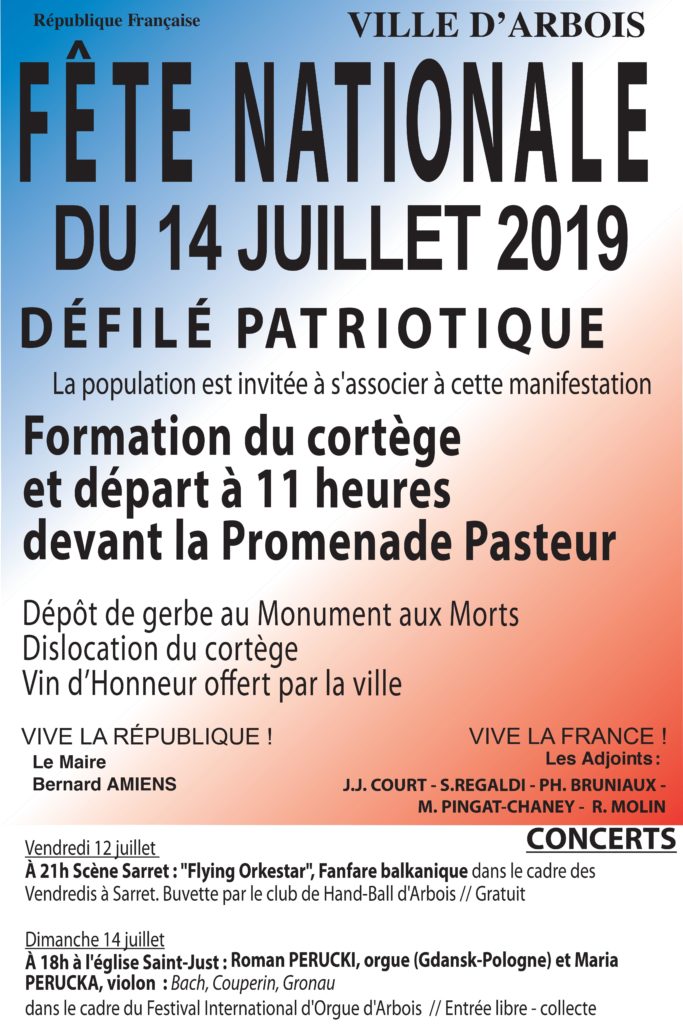 affiche 14 juillet 2019 à Arbois